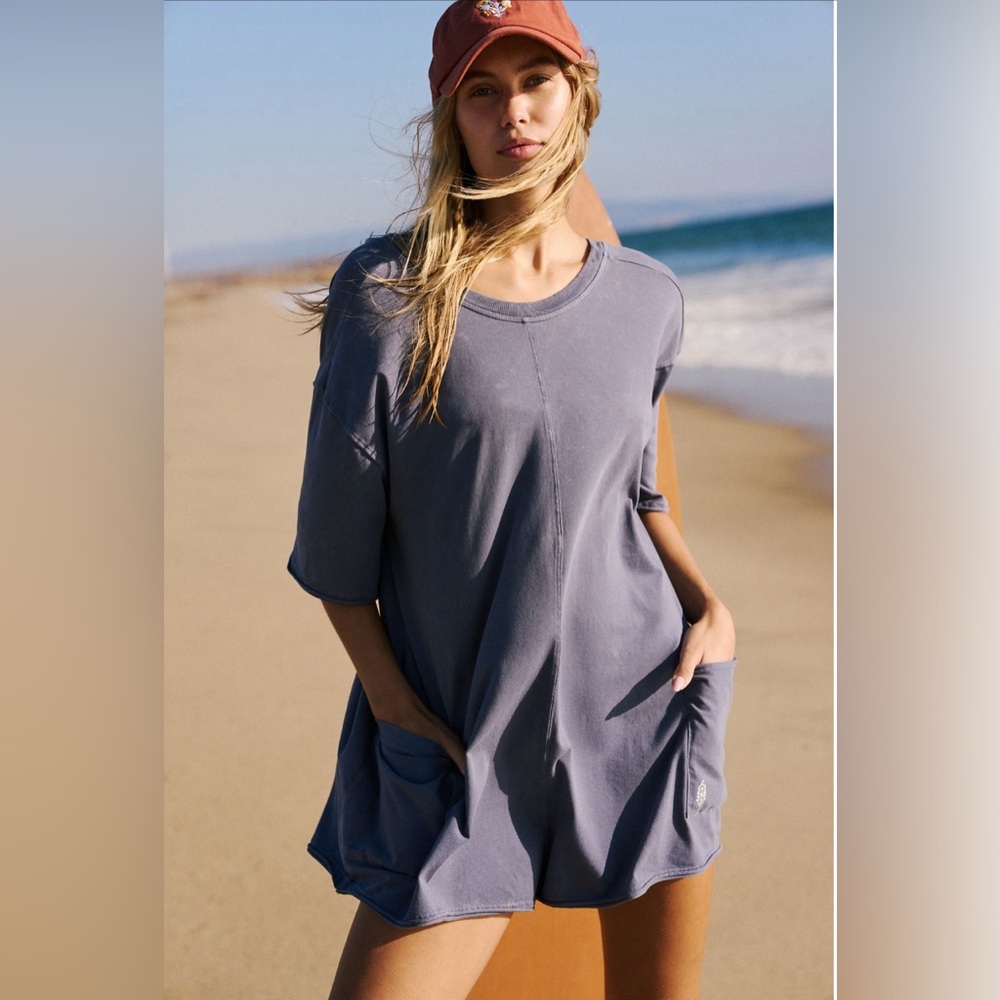 NWOT FP Movement Hot Shot Tee Romper Blue Indigo XL - Picture 1 of 7